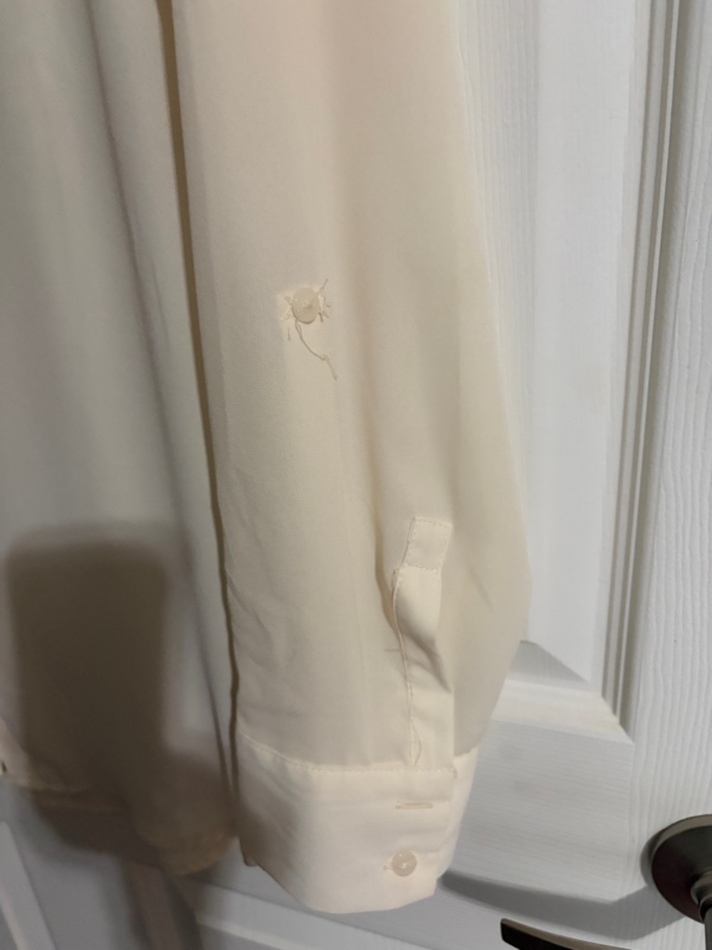 Investments Cream Beaded Collar Button-Down Blouse - Picture 4 of 9